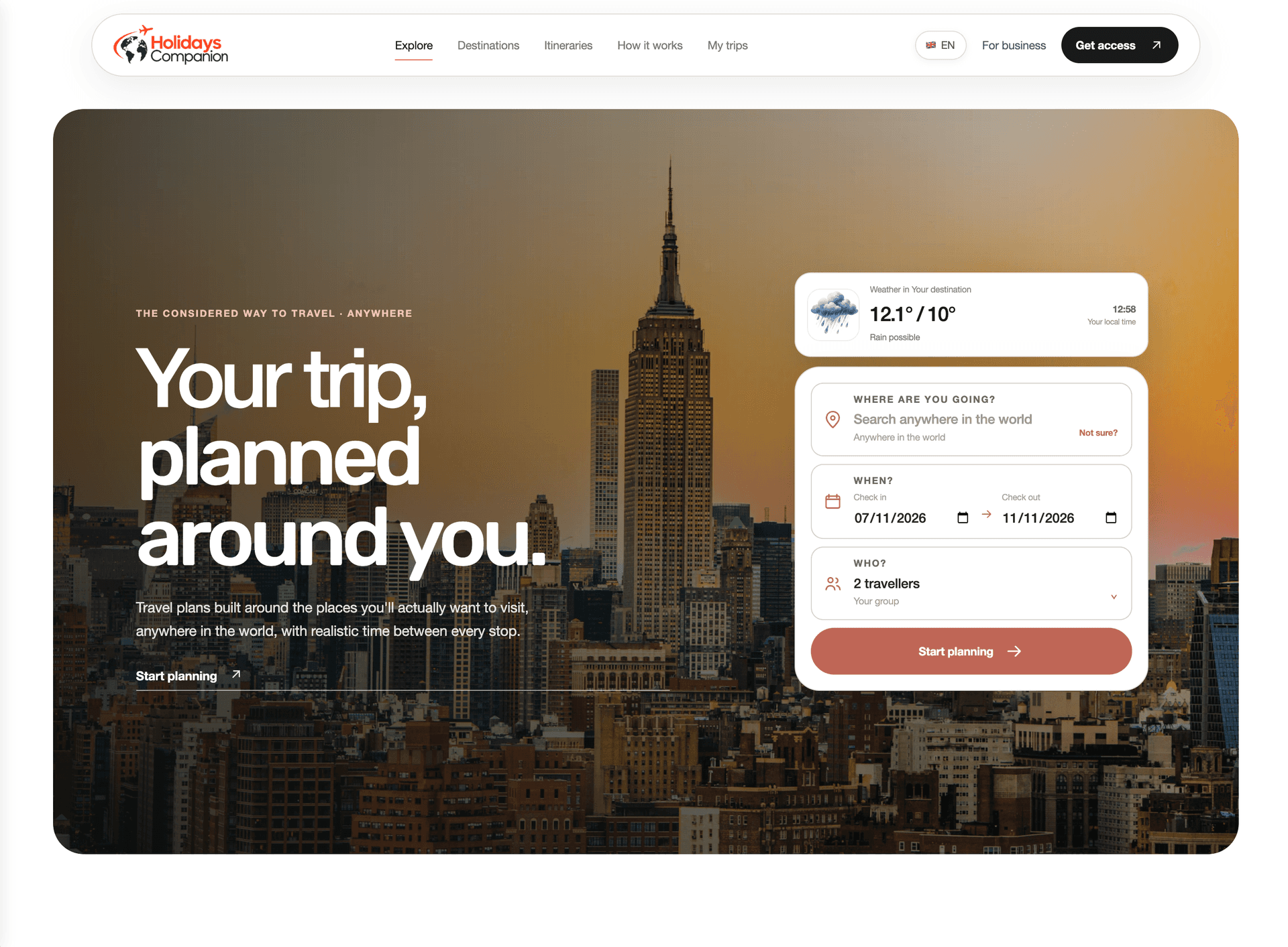 Holidays Companion — Travel Itinerary Web App